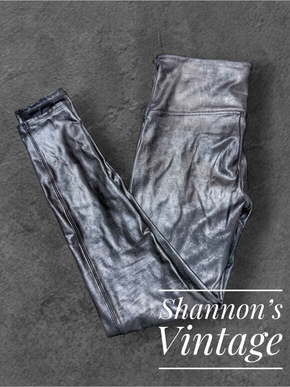 Spanx Faux Leather Women’s sz Large High Waisted Ankle Leggings A54
